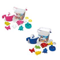 Kit Praia Baldinho Regador Acessórios 8 Peças Brinquedo