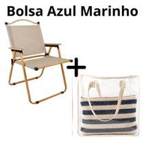 Kit Praia Bolsa de Praia + Cadeira de Praia Retro Luxo Com Alça Dobrável