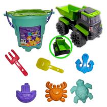 Kit Praia Brinquedo Infantil Balde Areia e Caminhão Caçamba