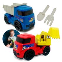 Kit Praia Caminhão Caçamba Basculante + Retroescavadeira Infantil