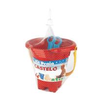 Kit Praia Castelo baldinho com Acessórios Azul/Vermelho Braskit
