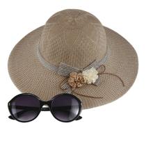 Kit Praia, Chapéu De Palha Feminino E Oculos de Sol E Piscina