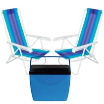 Kit Praia com Caixa Termica Cooler 26 L + 2 Cadeiras Coloridas Mor