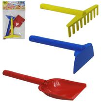 Kit praia com pa + ancinho / rastelo colors 3 pecas na solapa