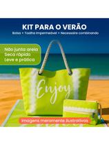 Kit Praia Completo Bolsa + Necessaire + Manta Estampa Enjoy