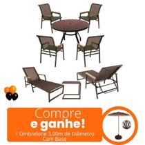 Kit Praia Completo Jogo de Mesa e Espreguiçadeiras para Piscina