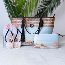 Kit Praia Feminino: Bolsa + Chinelo + Nécessaire Estilo e Praticidade