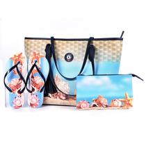 Kit Praia Feminino Bolsa Chinelo Nécessaire Estilo e Praticidade
