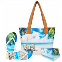 Kit Praia Feminino Cadeiras com Bolsa, Necessaire e Chinelo, Magicc Kit Praia Feminino Cadeiras com Bolsa, Necessaire e Chinelo, Magicc