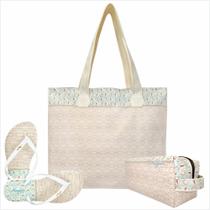 Kit Praia Feminino Conchas Bolsa, Necessaire e Chinelo, Magicc Kit Praia Feminino Conchas Bolsa, Necessaire e Chinelo, Magicc