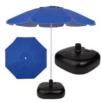 Kit Praia Guarda Sol 1,60 M Azul Royal Bagum Aluminio + Base Preta 22 Kg