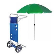 Kit Praia Guarda Sol 1,80m Carrinho De Praia Vira Mesa - Mor