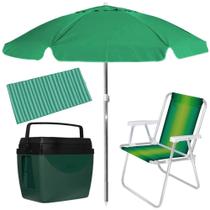 Kit Praia Guarda Sol 2 M, Caixa Termica, Cadeira de Praia e Esteira