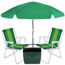 Kit Praia Guarda Sol 2 M, Caixa Termica e 2 Cadeiras de Praia