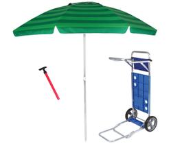 Kit Praia Guarda Sol 2,4m Carrinho Com Avanço Alumínio Saca Areia Pressão - Mor Kit Praia Guarda Sol 2,4m Carrinho Com Avanço Alumínio Saca Areia Pressão - Mor