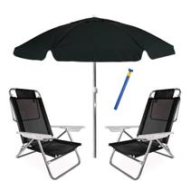 Kit Praia Guarda Sol 2m Bagum Alumínio 2 Cadeira Reclinável Summer 6 Pos Preto Saca Areia Pressão - Belfix Kit Praia Guarda Sol 2m Bagum Alumínio 2 Cadeira Reclinável Summer 6 Pos Preto Saca Areia Pressão - Belfix
