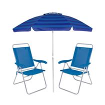 Kit Praia Guarda Sol Articulado 2 Metros Cadeira Alta Boreal Reclinável 4 Posições Alumínio - Mor Kit Praia Guarda Sol Articulado 2 Metros Cadeira Alta Boreal Reclinável 4 Posições Alumínio - Mor