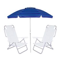 Kit Praia Guarda Sol Articulado 2m Cadeira Reclinável Summer 6 Posições Até 110kg Alumínio - Mor Kit Praia Guarda Sol Articulado 2m Cadeira Reclinável Summer 6 Posições Até 110kg Alumínio - Mor
