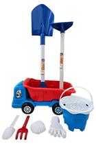 Kit Praia Infantil Caçamba Enxada Pá E Balde Brinquedo Verão Cor:Azul Kit Praia Infantil Caçamba Enxada Pá E Balde Brinquedo Verão Cor:Azul