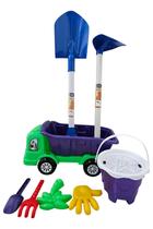 Kit Praia Infantil Caçamba Enxada Pá E Balde Brinquedo Verão