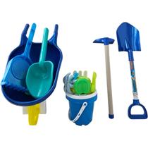 Kit Praia Infantil Carriola Balde Pá Enxada Brinquedo Areia