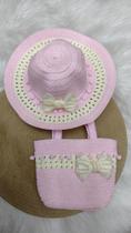 Kit Praia Infantil Princesa Chapéu + Bolsa Rosa