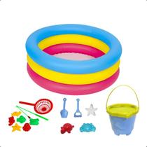 Kit Praia Piscina Inflável 88 L Bebe Pescaria Infantil Balde Kit Praia Piscina Inflável 88 L Bebe Pescaria Infantil Balde