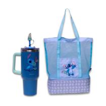Kit Praia Stitch Copo Térmico Inox 1,15L e Bolsa com Compartimento Térmico Zona Criativa