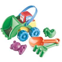 Kit Praia Trator com Pá Moldes e Peneira 0327 Infantil para Areia Plas Brink Kit Praia Trator com Pá Moldes e Peneira 0327 Infantil para Areia Plas Brink