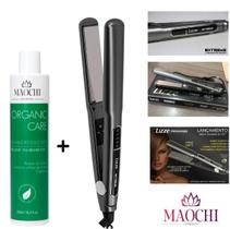 Kit Prancha Profissional Lizze Extreme Cinza (220v) Com Placas De Titânio Leve e Resistente + Progressiva Maochi