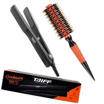 KIT - PRANCHA TAIFF CERAMICA 180ºC + ESCOVA PROART CERAMIC EXPERT PRO 28MM LARANJA ECP05B 'M'