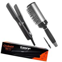 KIT - PRANCHA TAIFF CERAMICA 180ºC + ESCOVA PROART RICCI PERFETTI 98105HKH - PRETOCINZA 'G'