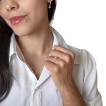 Kit Prata 925 Colar Ponto Luz Coração e Anel Solitário