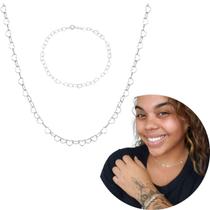 Kit Prata Corrente e pulseira coração banhado moda delicada Kit Prata Corrente e pulseira coração banhado moda delicada