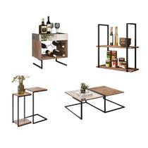 Kit Prateleira Adega Mesa Lateral e Centro Aurora Demolição Kit Prateleira Adega Mesa Lateral e Centro Aurora Demolição