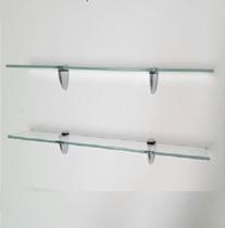 Kit prateleira de vidro para banheiro 60x15 c/ suportes tucano c/ 2 un. Gabiart