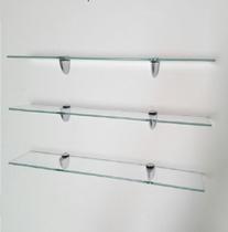 Kit prateleira de vidro para salão de beleza 60x15 c/ suportes tucano c/ 3 un. Gabiart