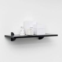 Kit prateleira decora preta 80x25 cm com suportes e fixação