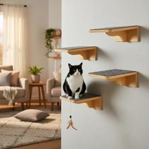 Kit Prateleira Para Gatos Tamanho M 4peças com Carpete