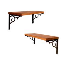 Kit Prateleira quarto cozinha Madeira 45cm Sala com suporte Metal