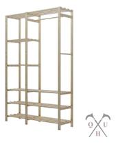 Kit Prateleiras Organizadoras Multiuso Cozinha C/ Pendurador e Armário Pinus Aparador Madeira Com Nichos Cozinha Dispensa