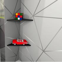 Kit Prateleiras Triangulares MDF Decorativas de Parede Organizador e Nicho Moderno 2, 3 ou 4 Unidades Preto e Branco Kit Prateleiras Triangulares MDF Decorativas de Parede Organizador e Nicho Moderno 2, 3 ou 4 Unidades Preto e Branco