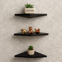 Kit Prateleiras Triangulares MDF Decorativas de Parede Organizador e Nicho Moderno 2, 3 ou 4 Unidades Preto e Branco