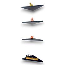 Kit Prateleiras Triangulares MDF Decorativas de Parede Organizador e Nicho Moderno 2, 3 ou 4 Unidades Preto e Branco Kit Prateleiras Triangulares MDF Decorativas de Parede Organizador e Nicho Moderno 2, 3 ou 4 Unidades Preto e Branco