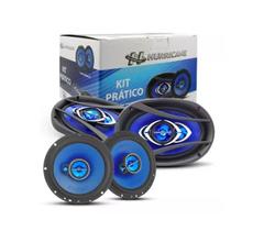 Kit Prático - 1 Par de Alto-Falante 6"+ 1 Par de Alto-Falante Quadriaxial 6x9"Hurricane