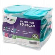 kit Pratico 10 Peças Starlux/Jaguar, Ideal para colocar as Sobras na Geladeira e armazenar alimentos