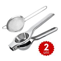 Kit Prático com Espremedor de Limão Peneira 12cm Amassador de Alho