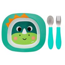 Kit Pratinho Bowl 300ml E Talheres Em Inox Bubazoo Dino Verde Buba Kit Pratinho Bowl 300ml E Talheres Em Inox Bubazoo Dino Verde Buba