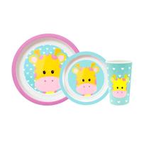Kit Pratinho De Bebe Com Bowl E Copinho Girafinha Kit Pratinho De Bebe Com Bowl E Copinho Girafinha