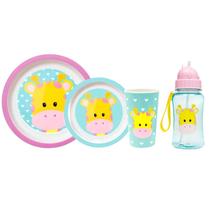 Kit Pratinho De Bebê Com Garrafa Bowl E Copinho Girafinha Kit Pratinho De Bebê Com Garrafa Bowl E Copinho Girafinha